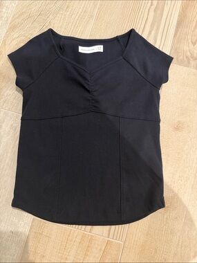 abercrombie kids Black Cap Sleeve Ruched Front Top